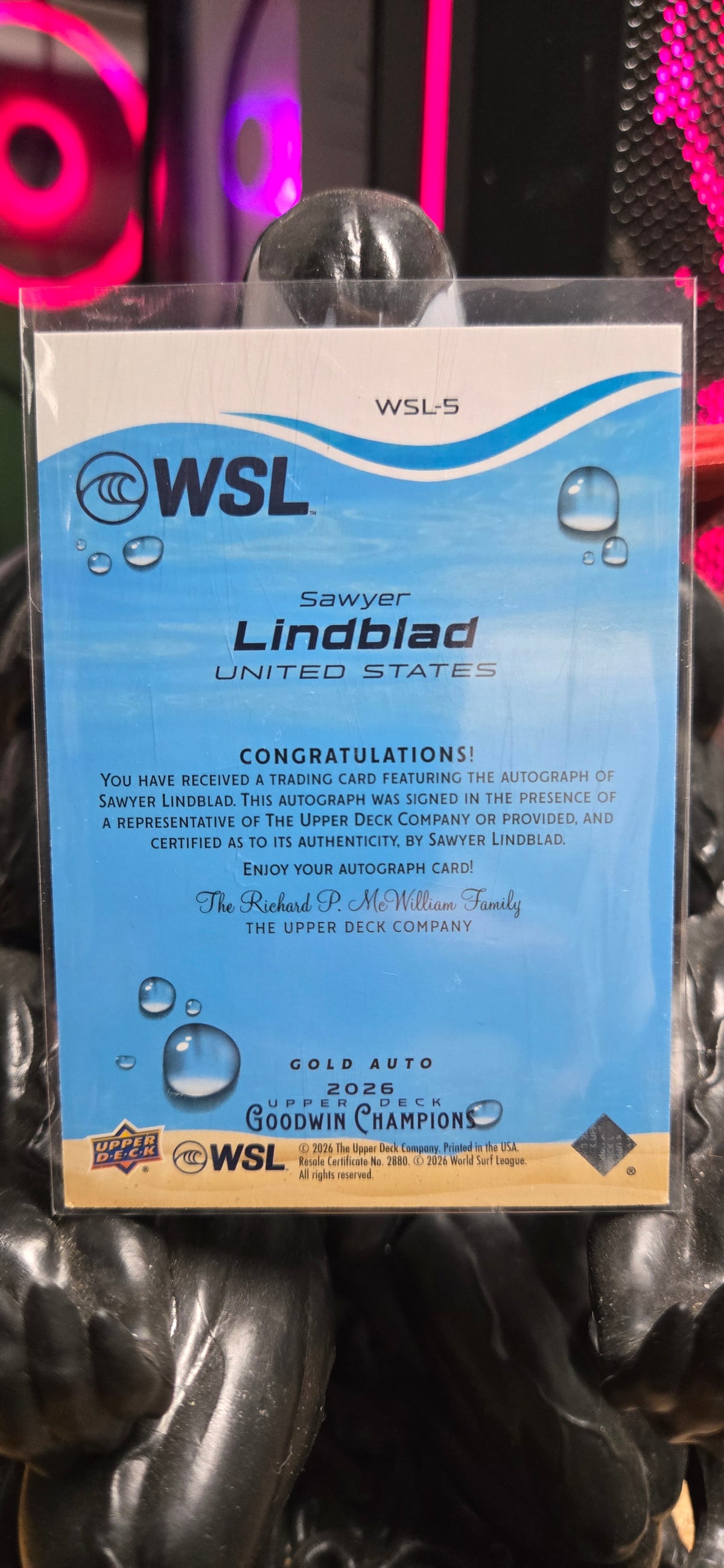 Autographed Sawyer Lindblad WSL
